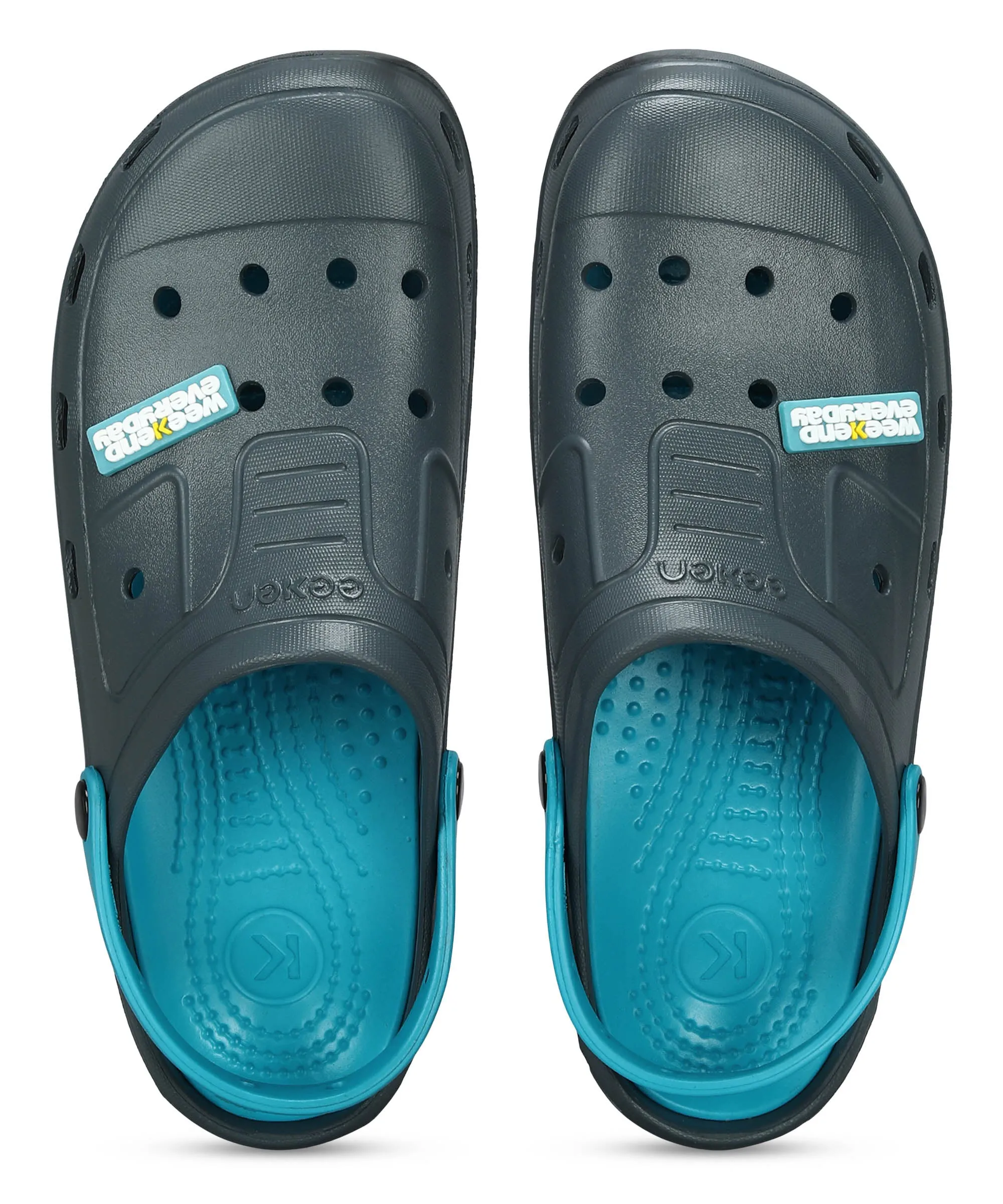 Men's Slip-on Grey-Turquoise Sandals for Men | Comfortable Sole & Durable