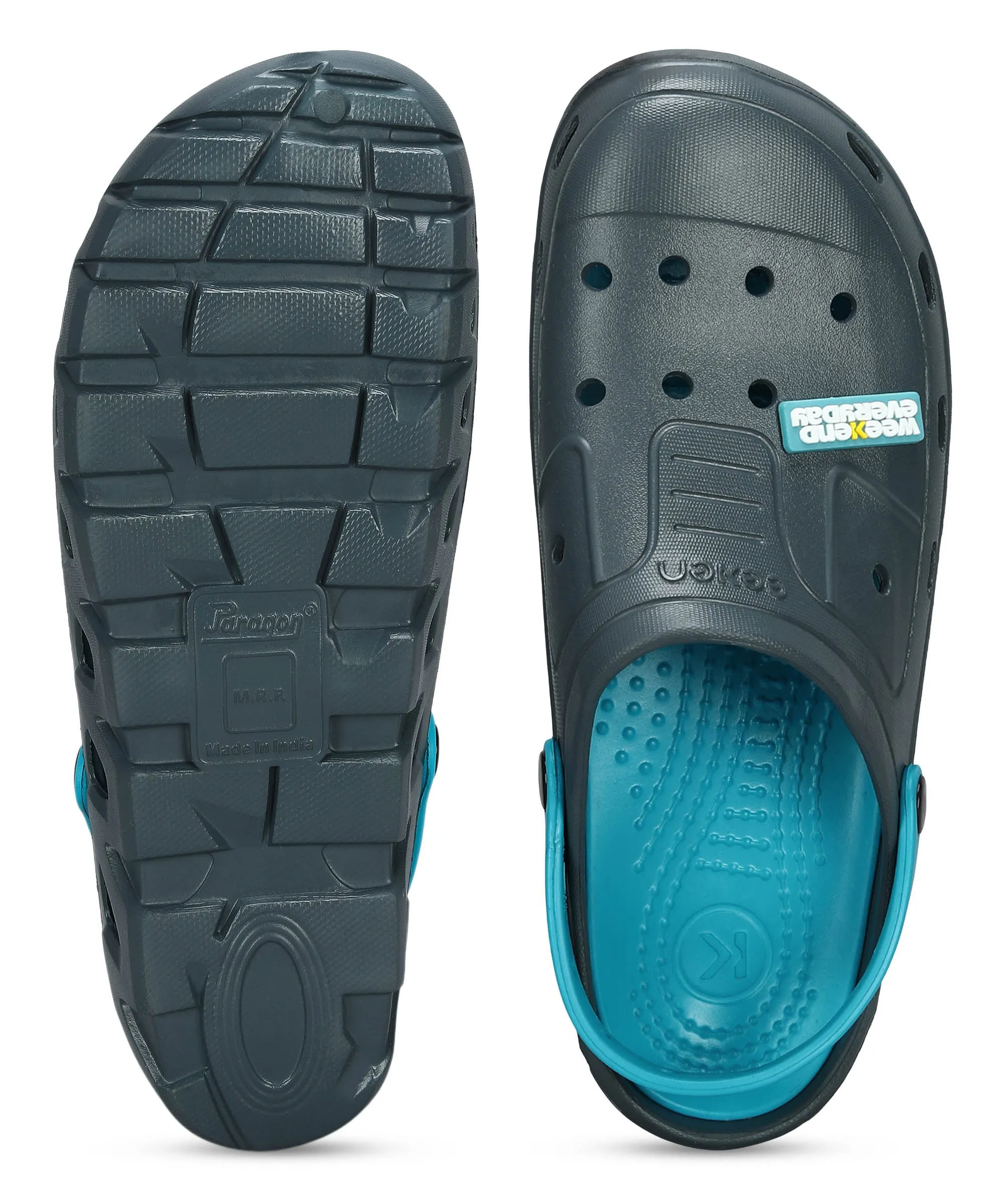 Men's Slip-on Grey-Turquoise Sandals for Men | Comfortable Sole & Durable