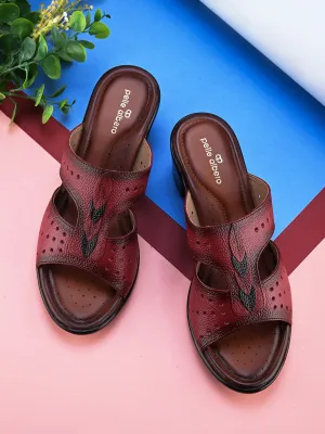 Pelle Albero Women's Cherry Leather Slip-On Block Heel Sandals