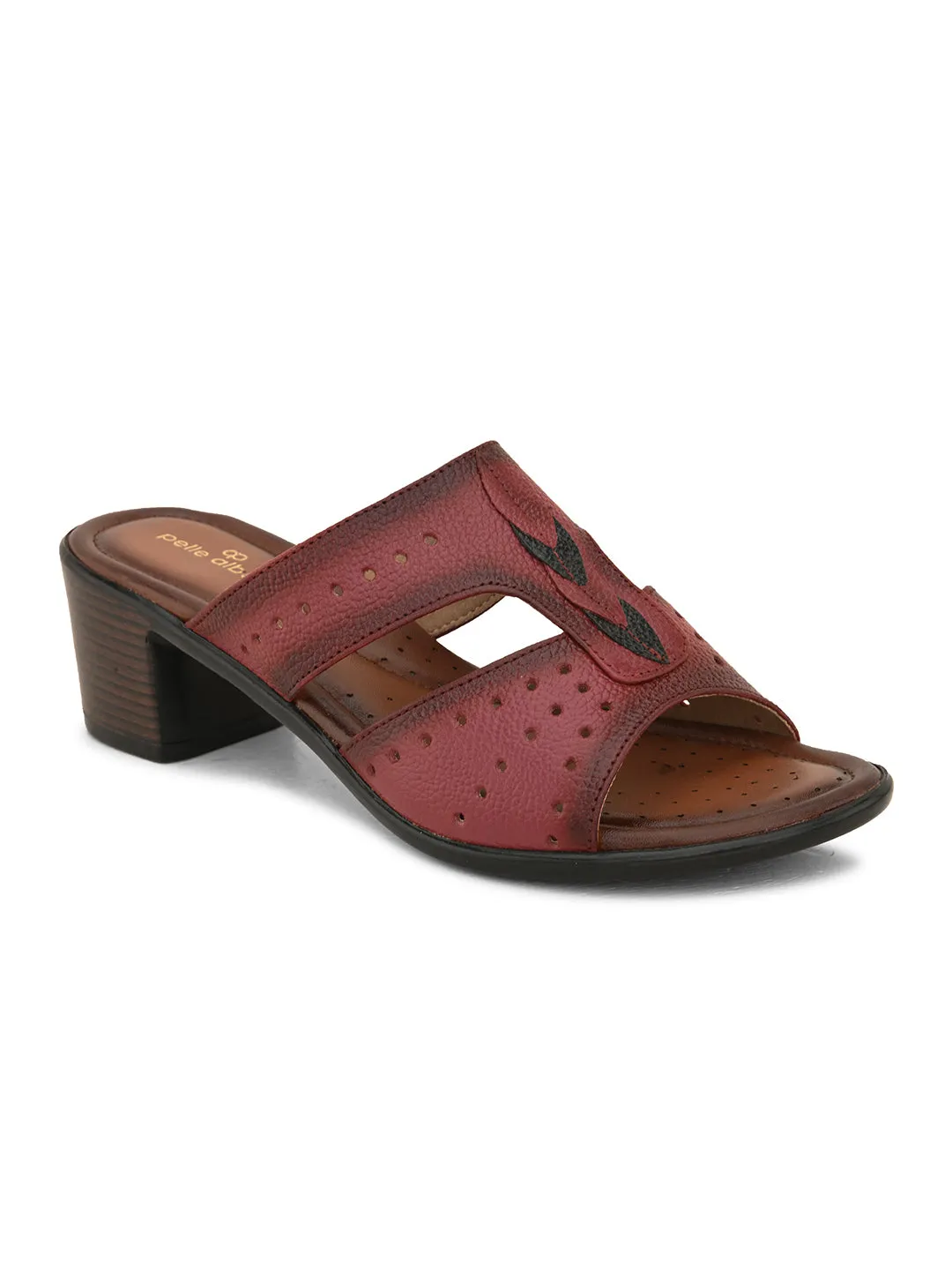 Pelle Albero Women's Cherry Leather Slip-On Block Heel Sandals