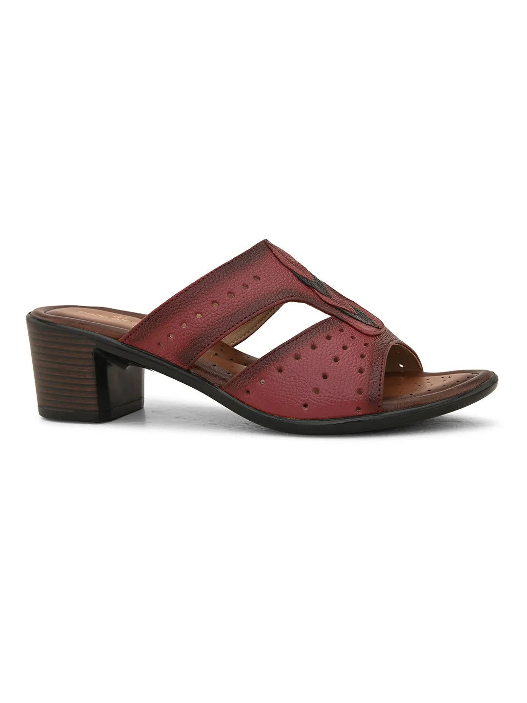 Pelle Albero Women's Cherry Leather Slip-On Block Heel Sandals