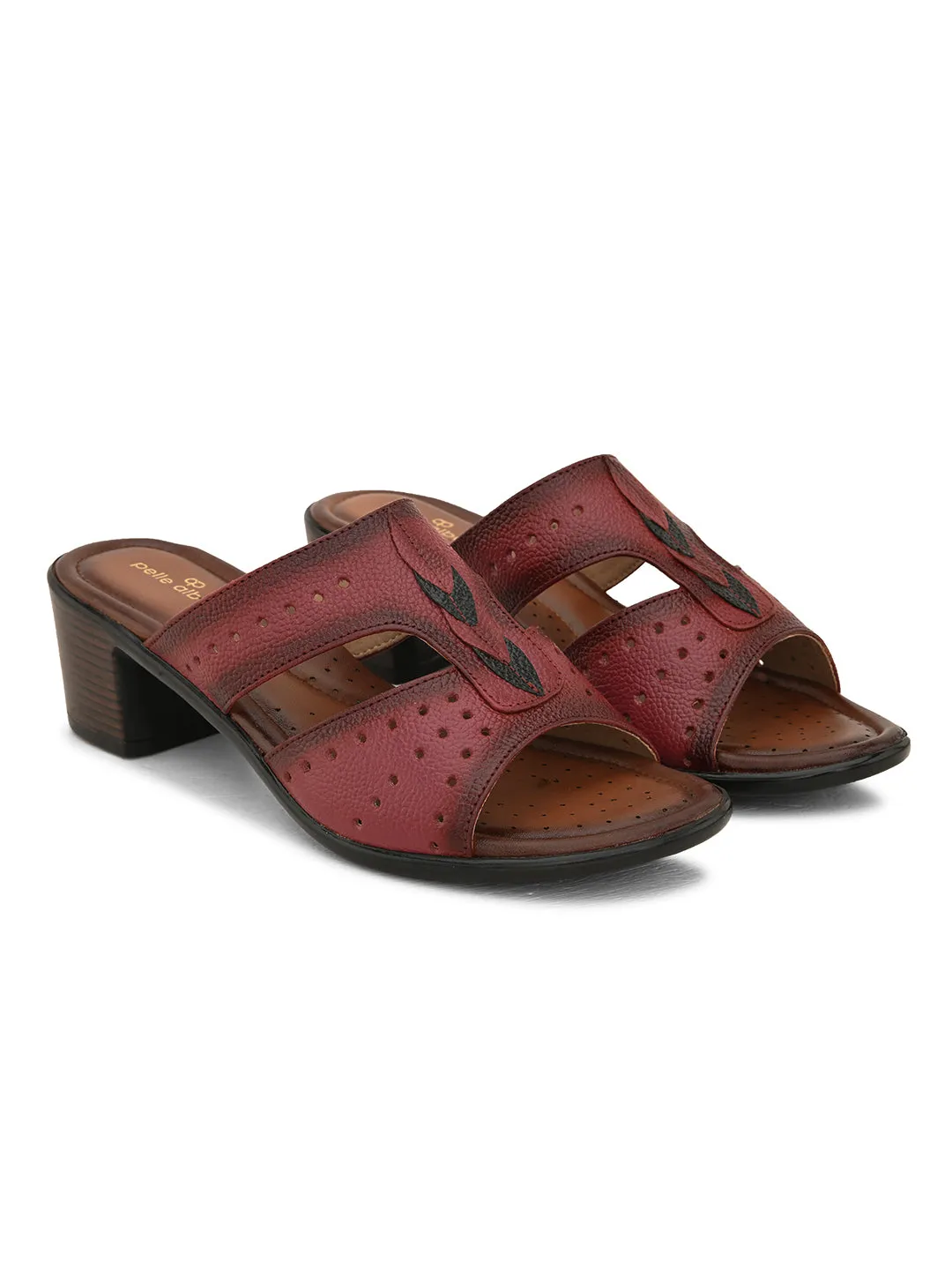 Pelle Albero Women's Cherry Leather Slip-On Block Heel Sandals