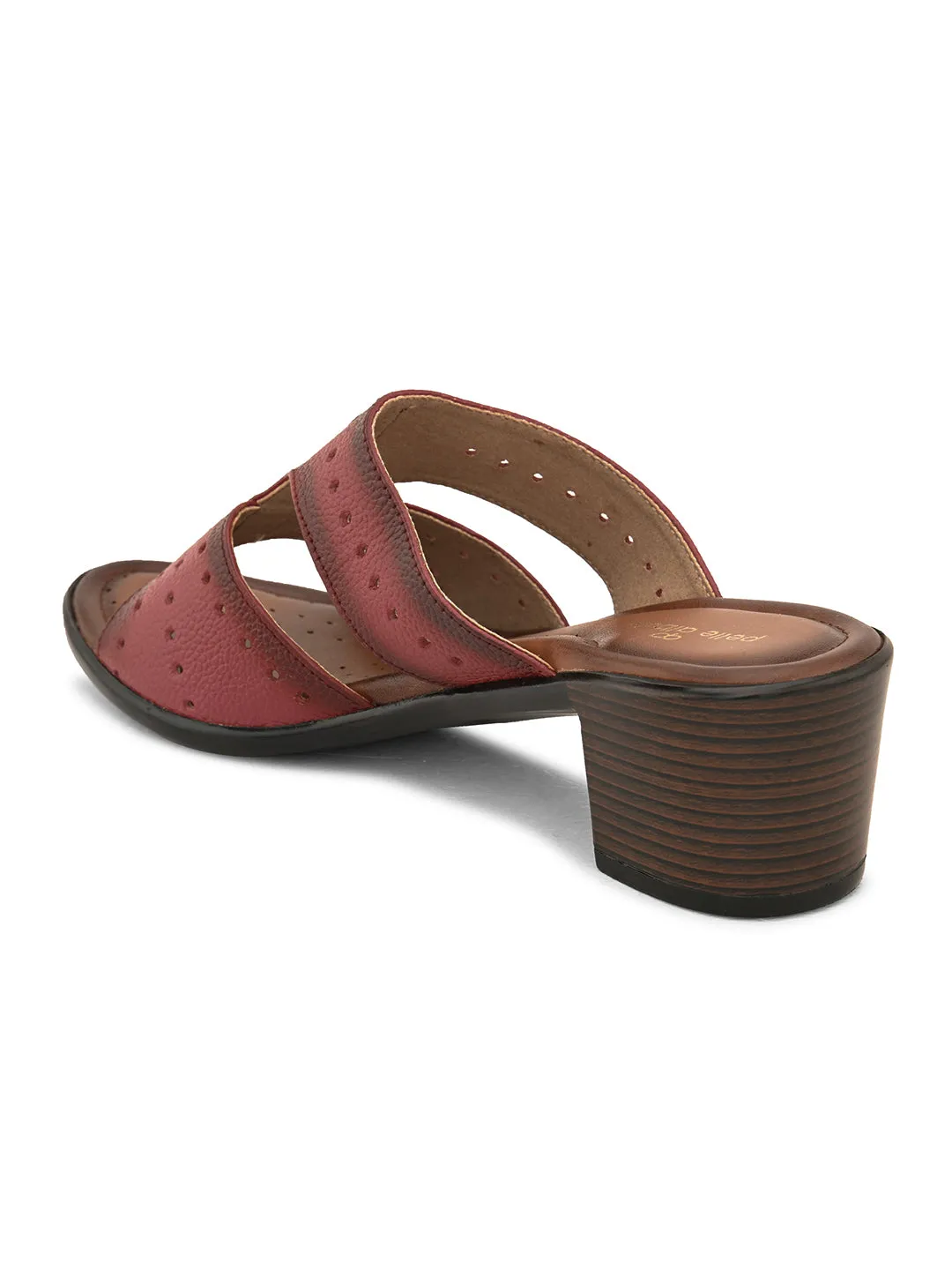 Pelle Albero Women's Cherry Leather Slip-On Block Heel Sandals