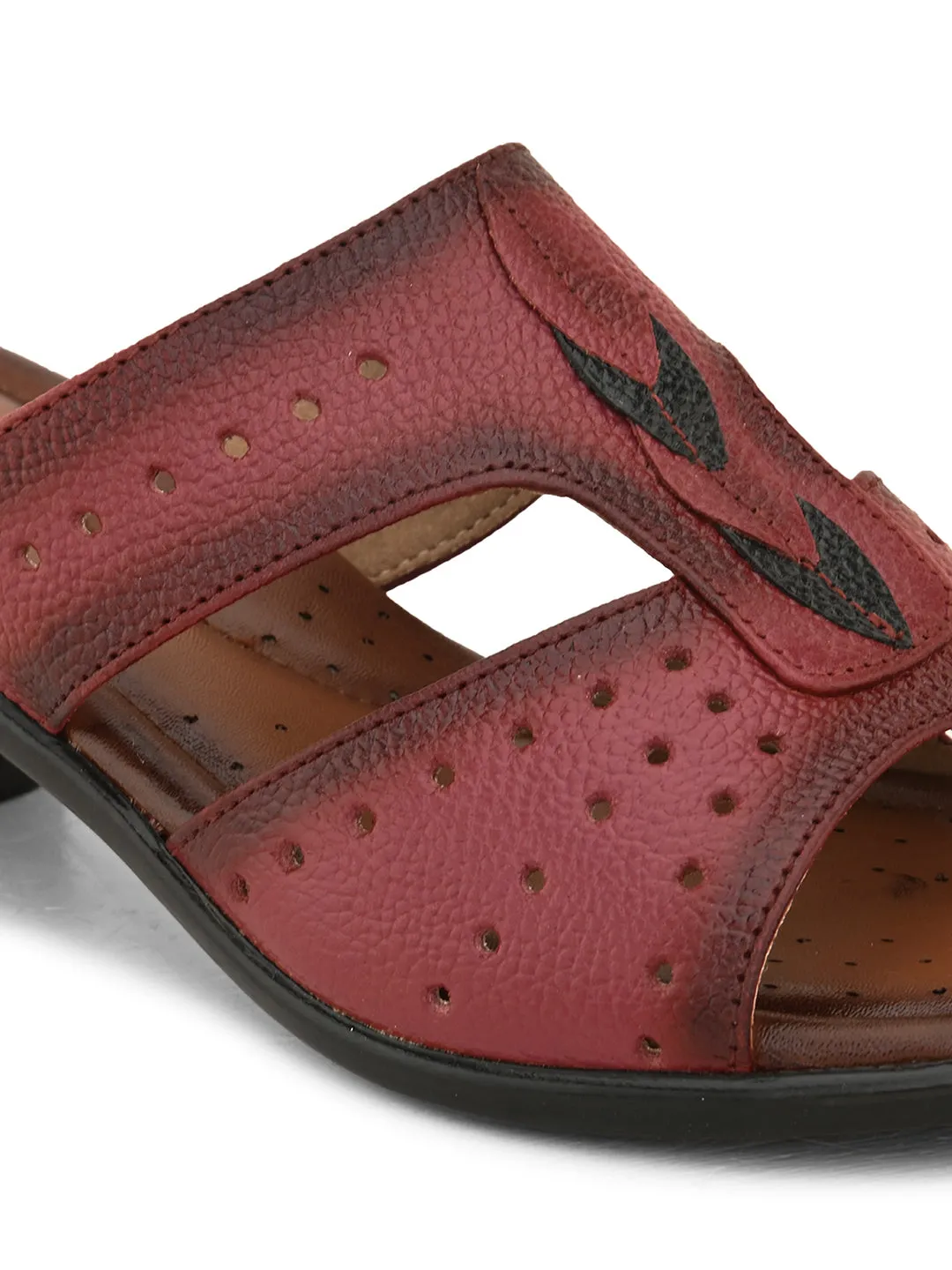 Pelle Albero Women's Cherry Leather Slip-On Block Heel Sandals