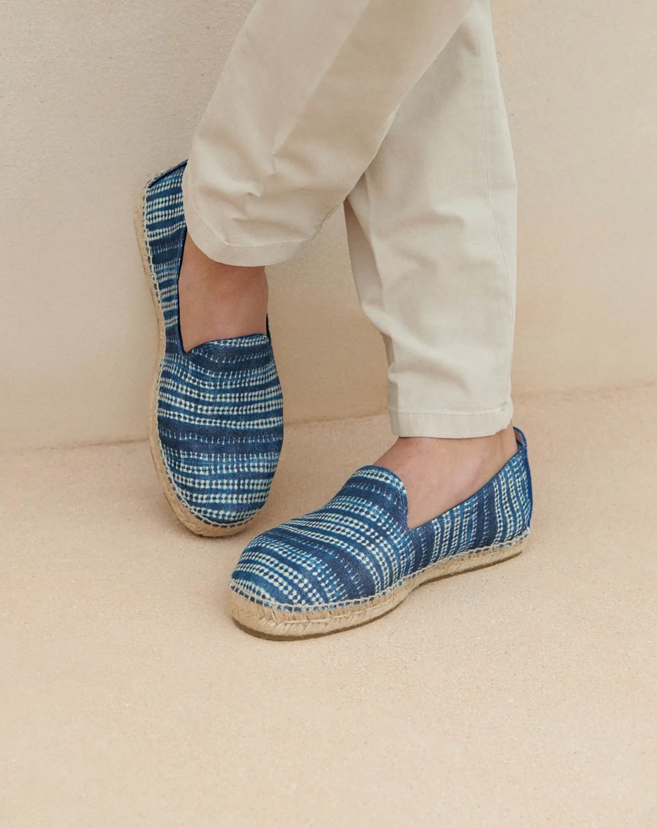 Printed Suede Espadrilles - Z25C0 - Tulum Indigo Shibori