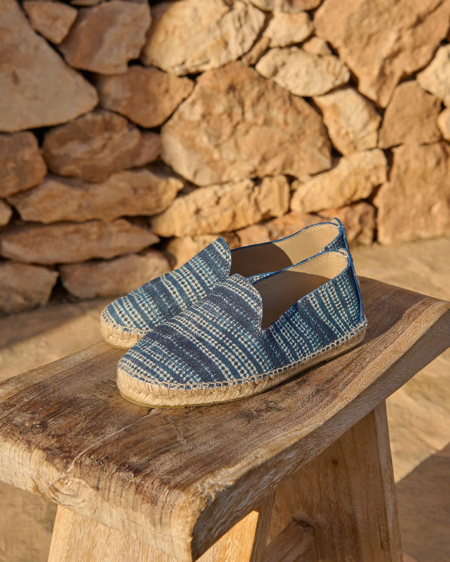 Printed Suede Espadrilles - Z25C0 - Tulum Indigo Shibori