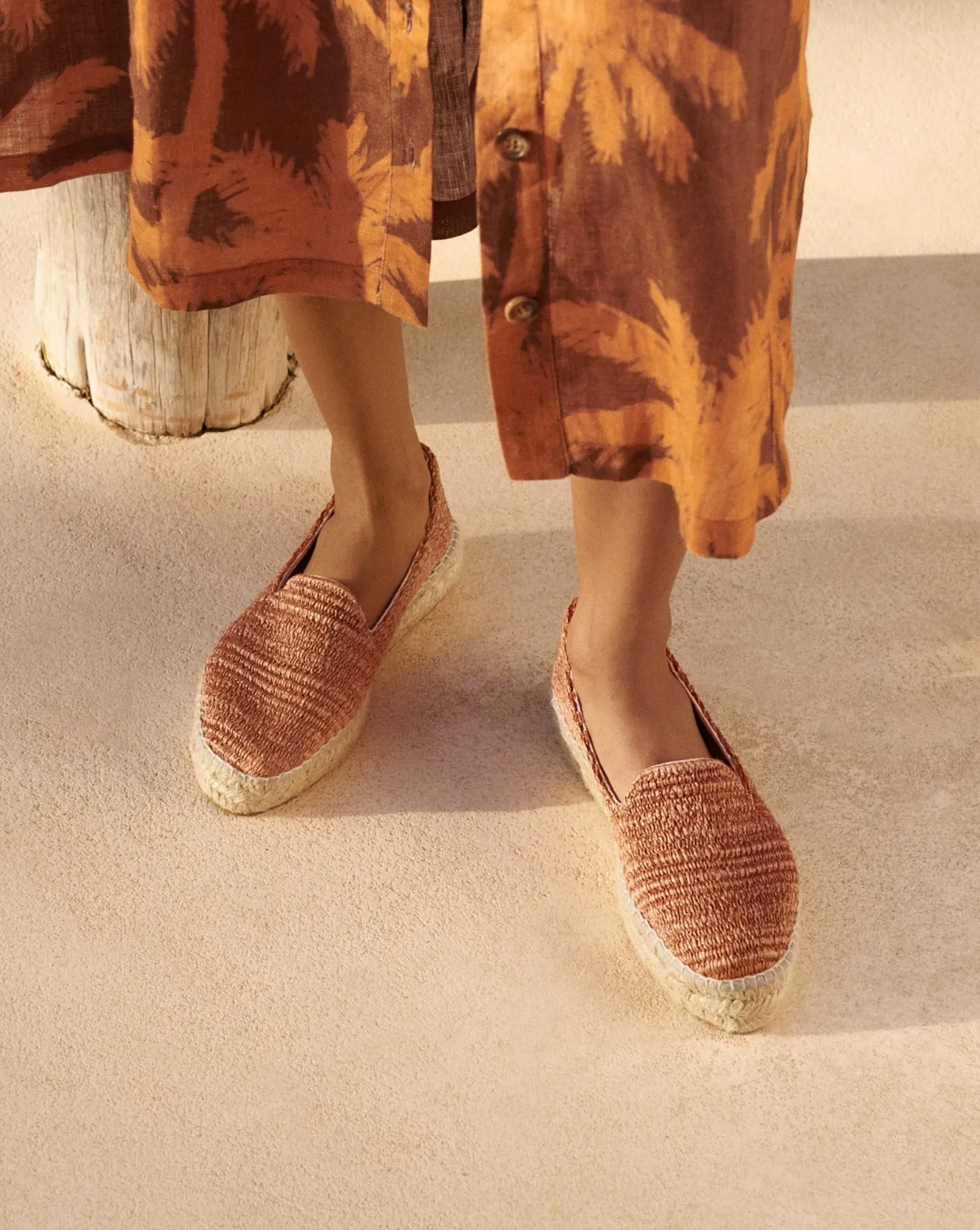 Raffia Stripes Double Sole Espadrilles - G09D0 - Yucatán Orange Rust
