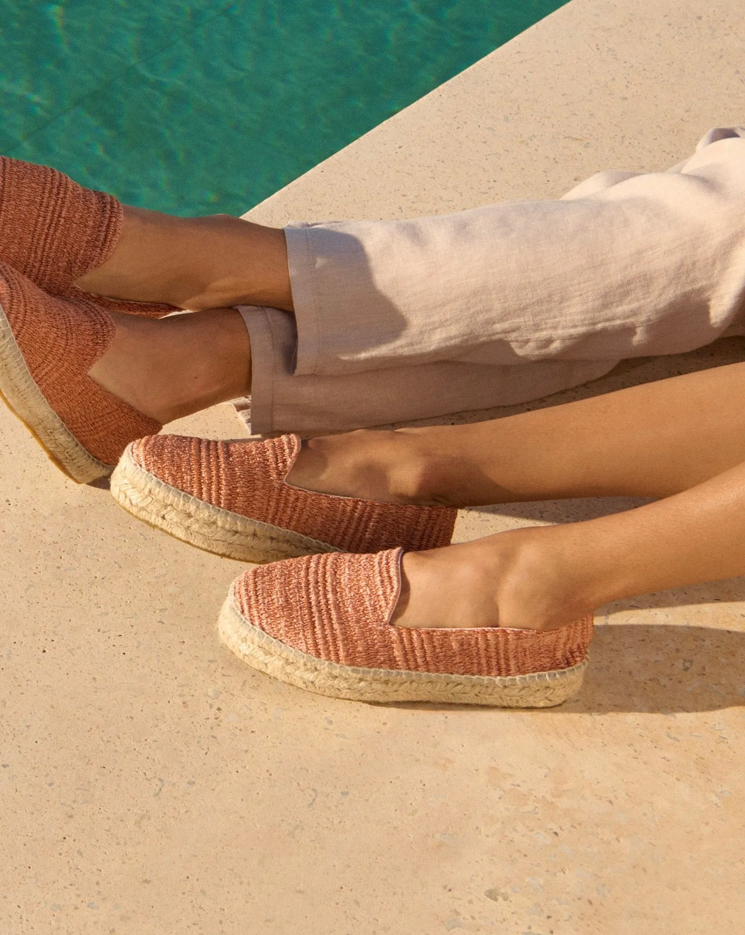 Raffia Stripes Double Sole Espadrilles - G09D0 - Yucatán Orange Rust