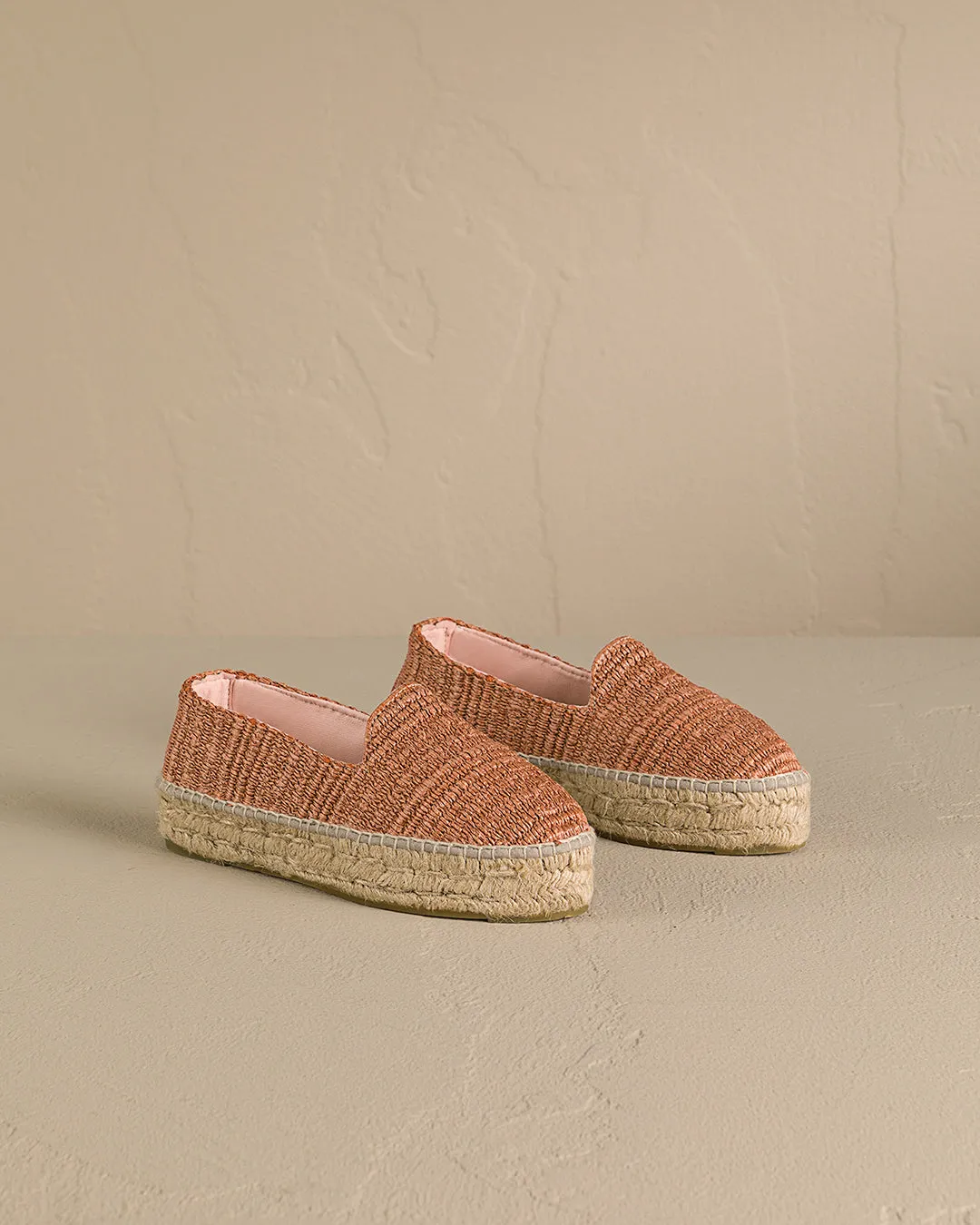 Raffia Stripes Double Sole Espadrilles - G09D0 - Yucatán Orange Rust