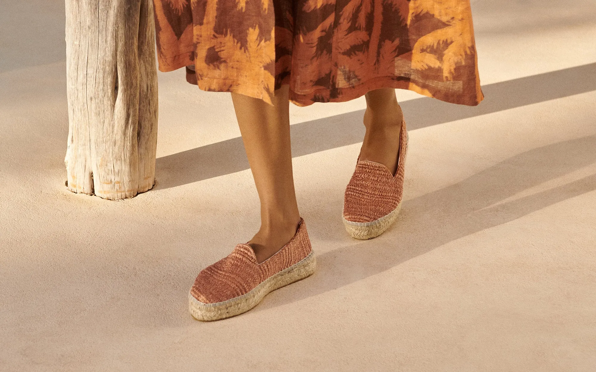Raffia Stripes Double Sole Espadrilles - G09D0 - Yucatán Orange Rust