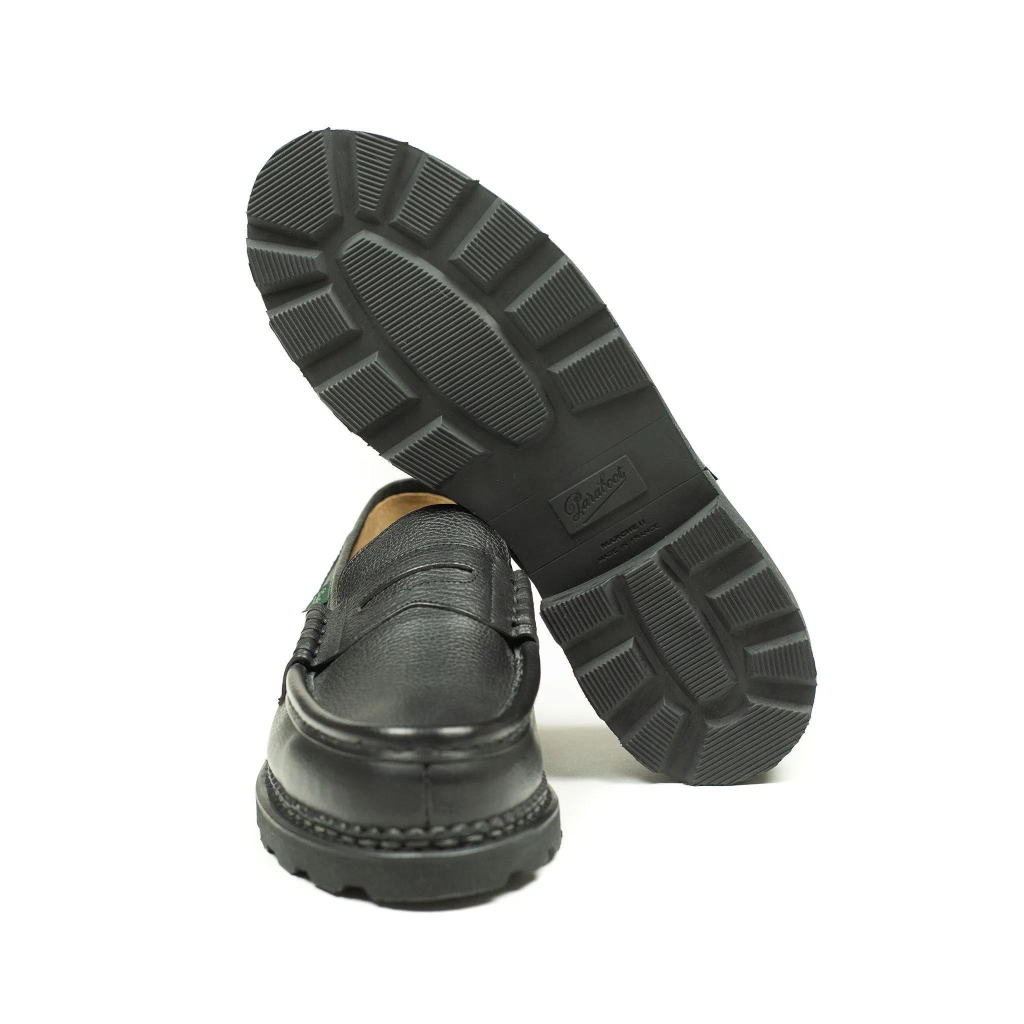 Reims piped seam loafers in black scotch grain leather (restock)