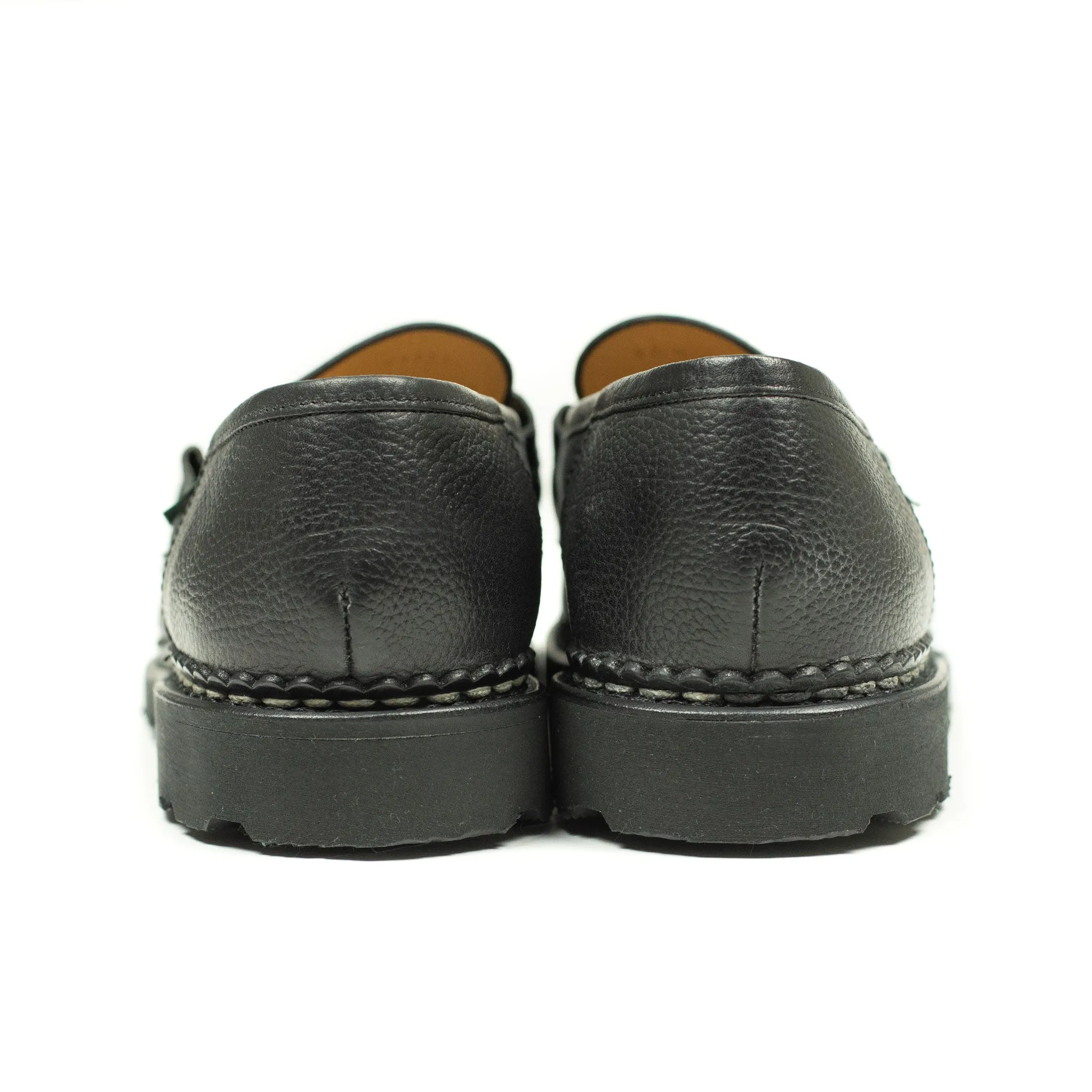 Reims piped seam loafers in black scotch grain leather (restock)