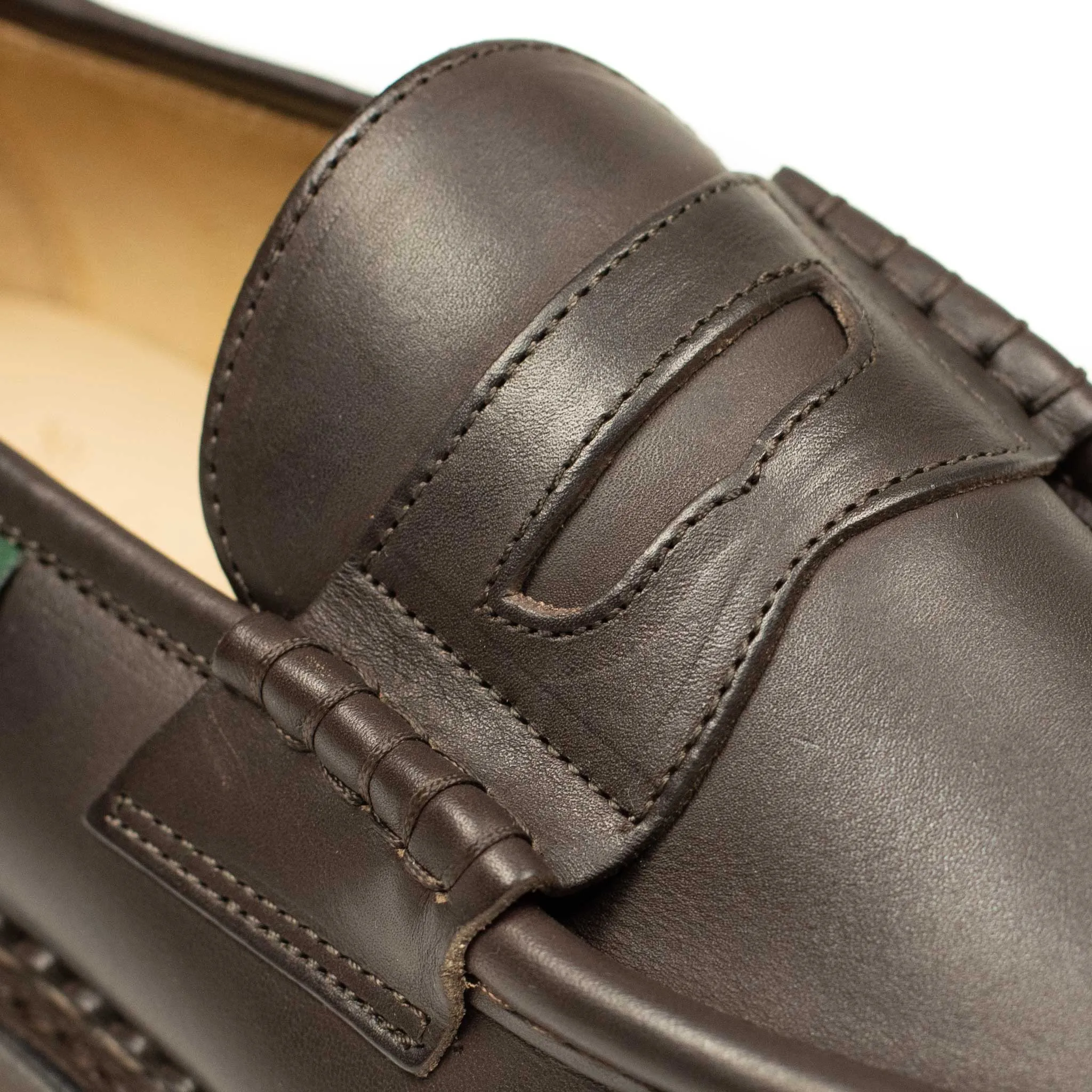 Reims piped seam loafers in cafe lisse dark brown leather (restock)