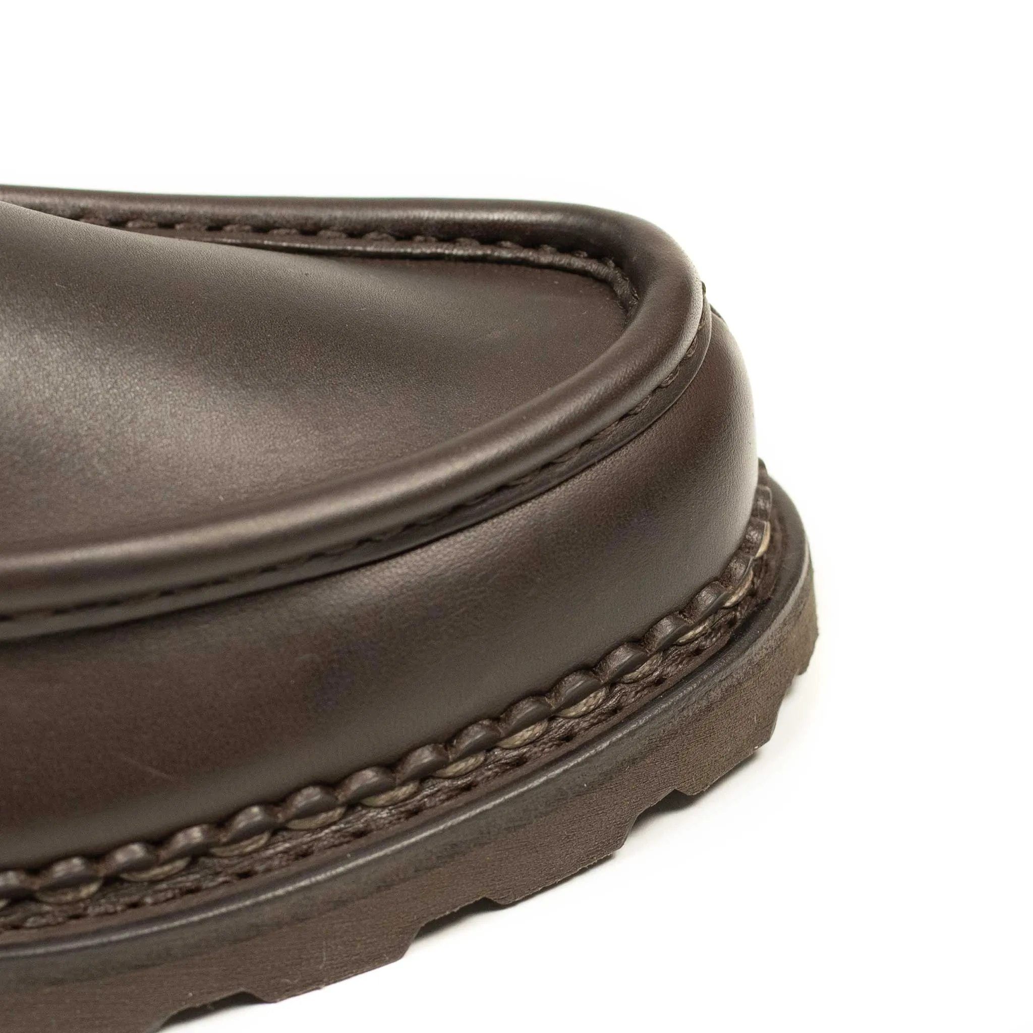 Reims piped seam loafers in Cafe Lisse dark brown leather