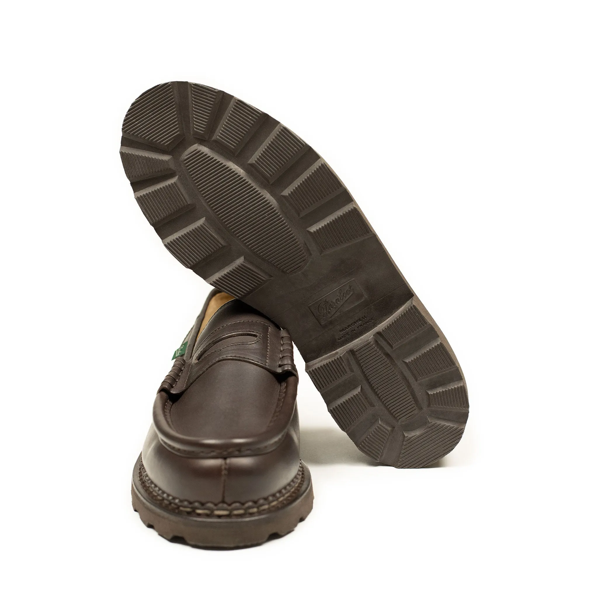Reims piped seam loafers in Cafe Lisse dark brown leather