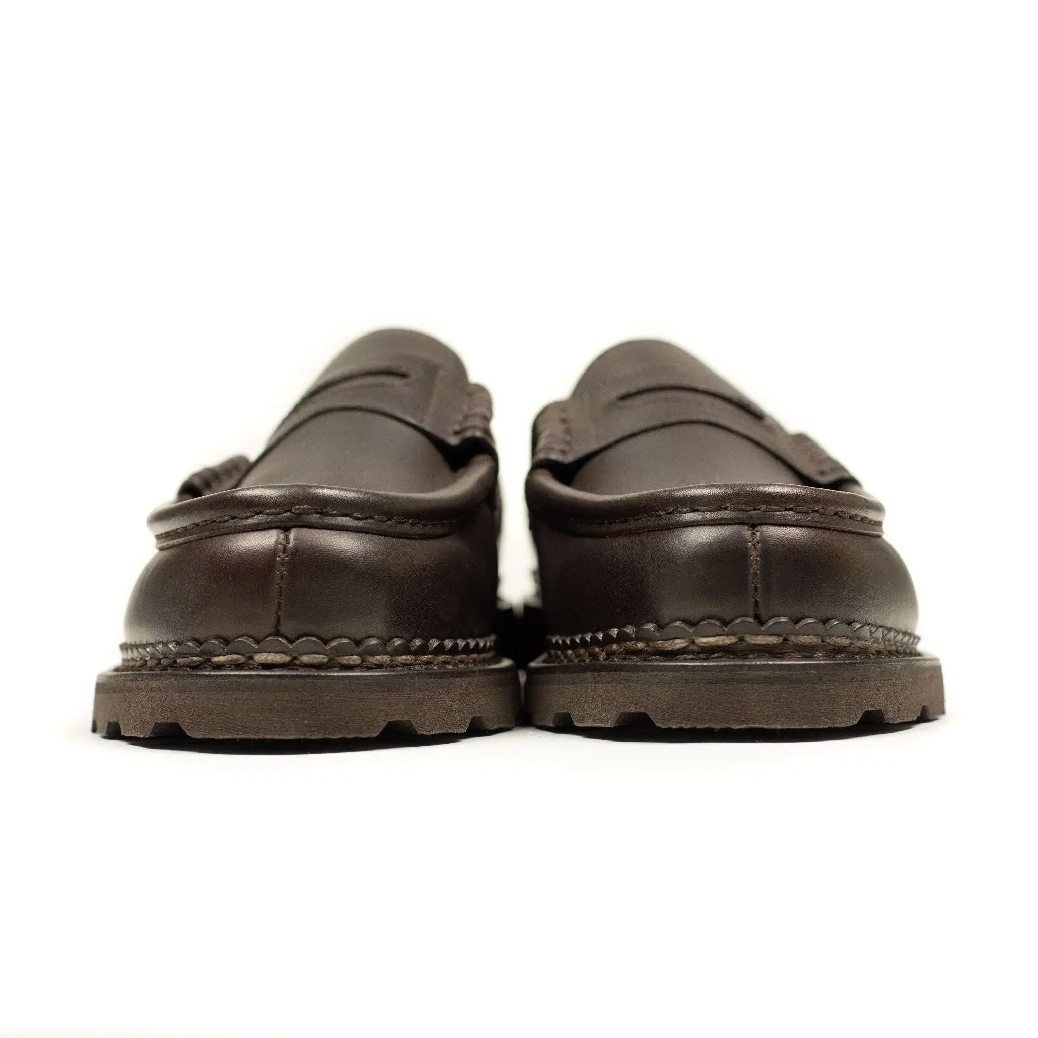 Reims piped seam loafers in Cafe Lisse dark brown leather
