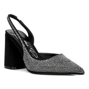 Rhinestone Embellished Suede Heel Sandals