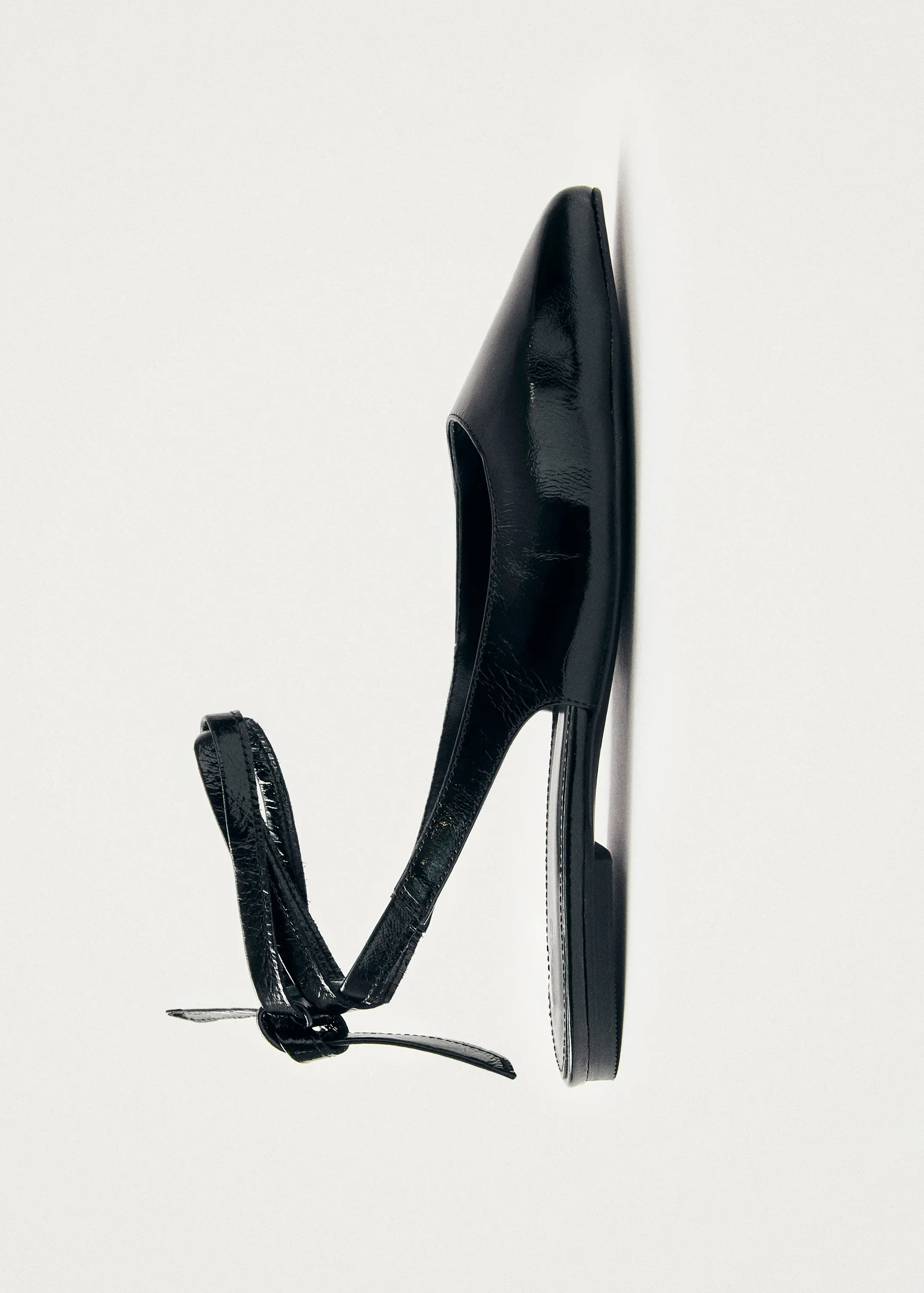 Ribbon Onix Black Leather Ballet Flats
