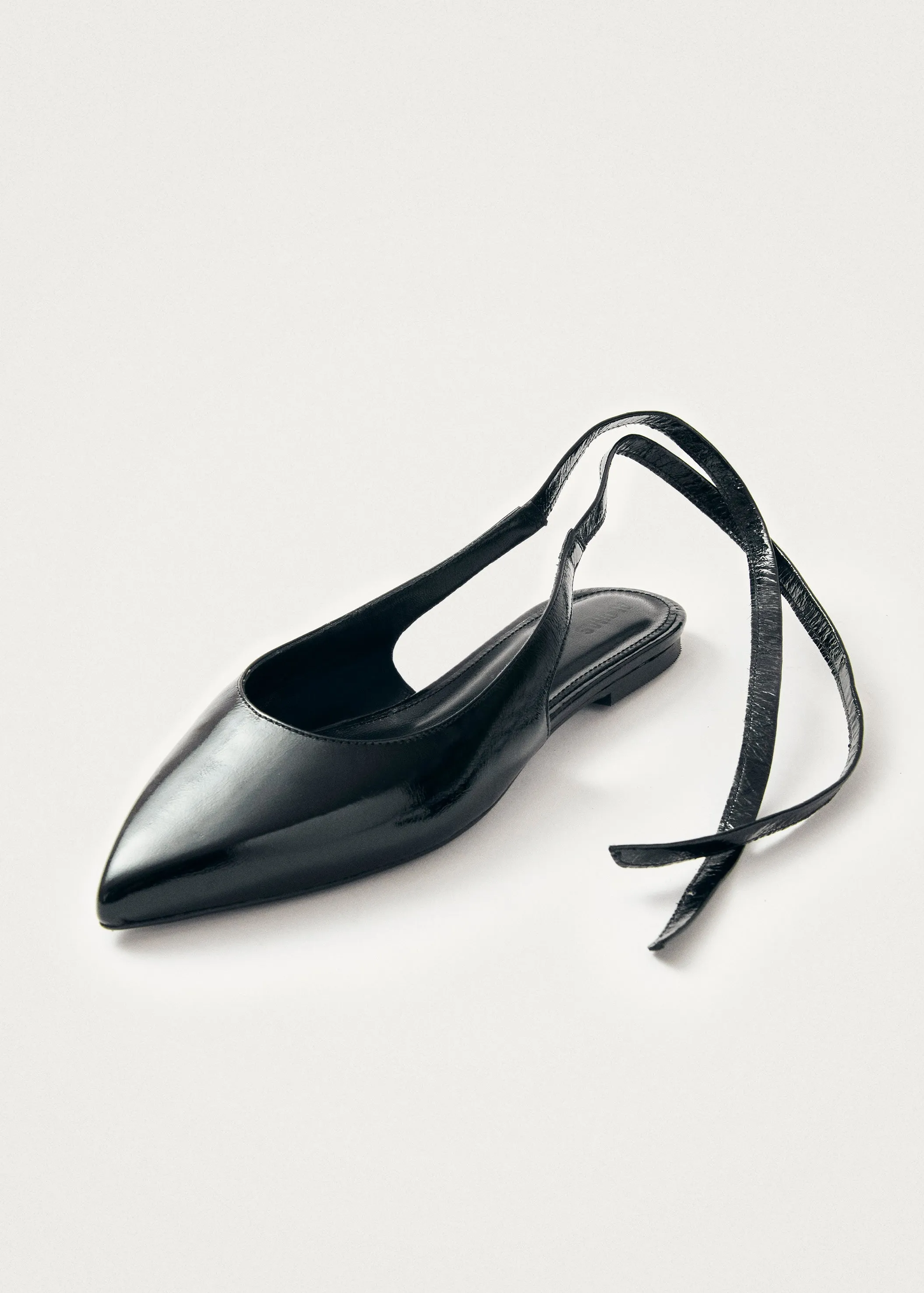 Ribbon Onix Black Leather Ballet Flats