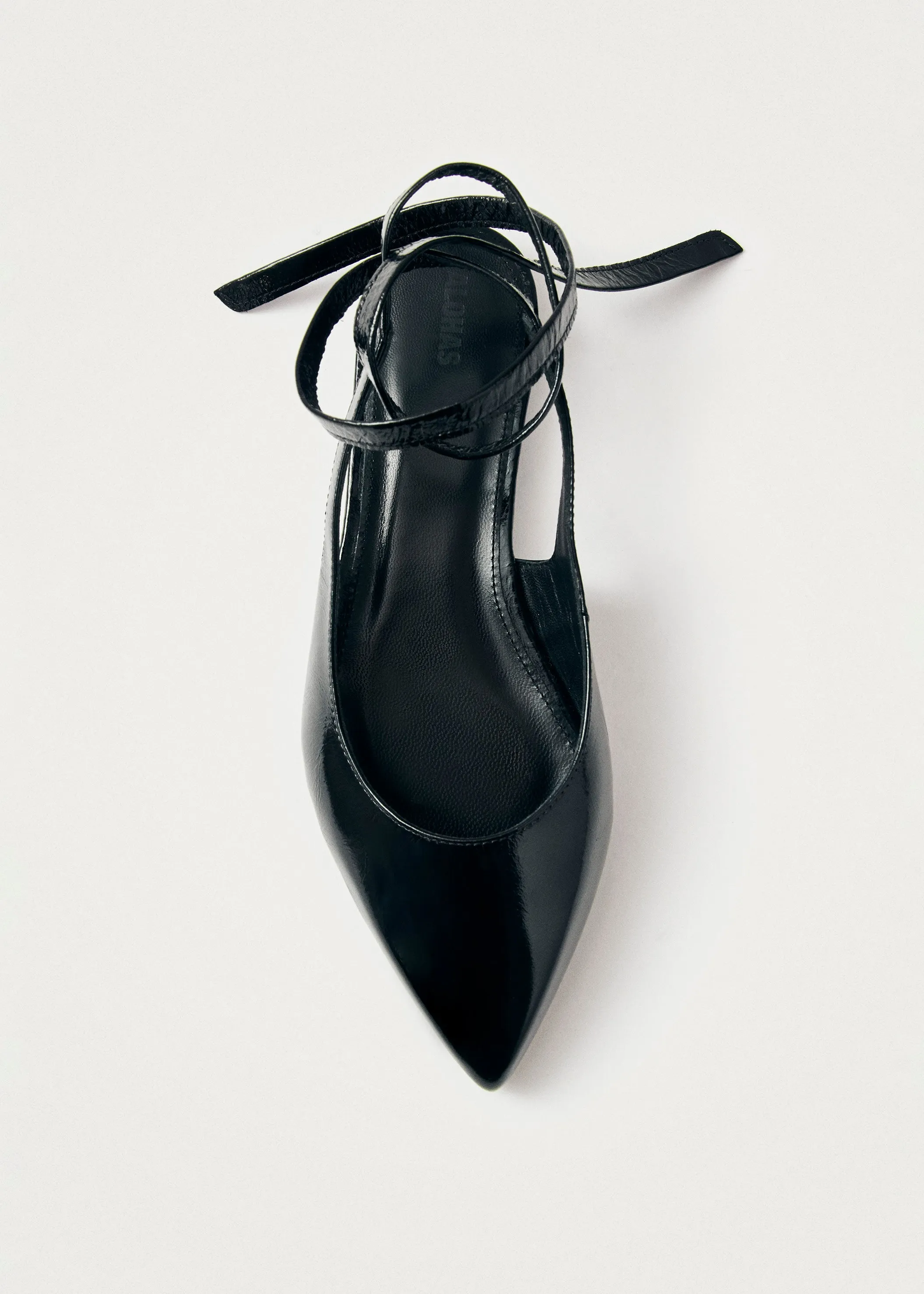 Ribbon Onix Black Leather Ballet Flats
