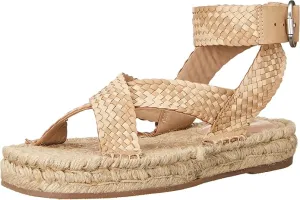 Sam Edelman Dakota Natural Squared Open Toe Ankle Strap Wedge Heeled Sandals