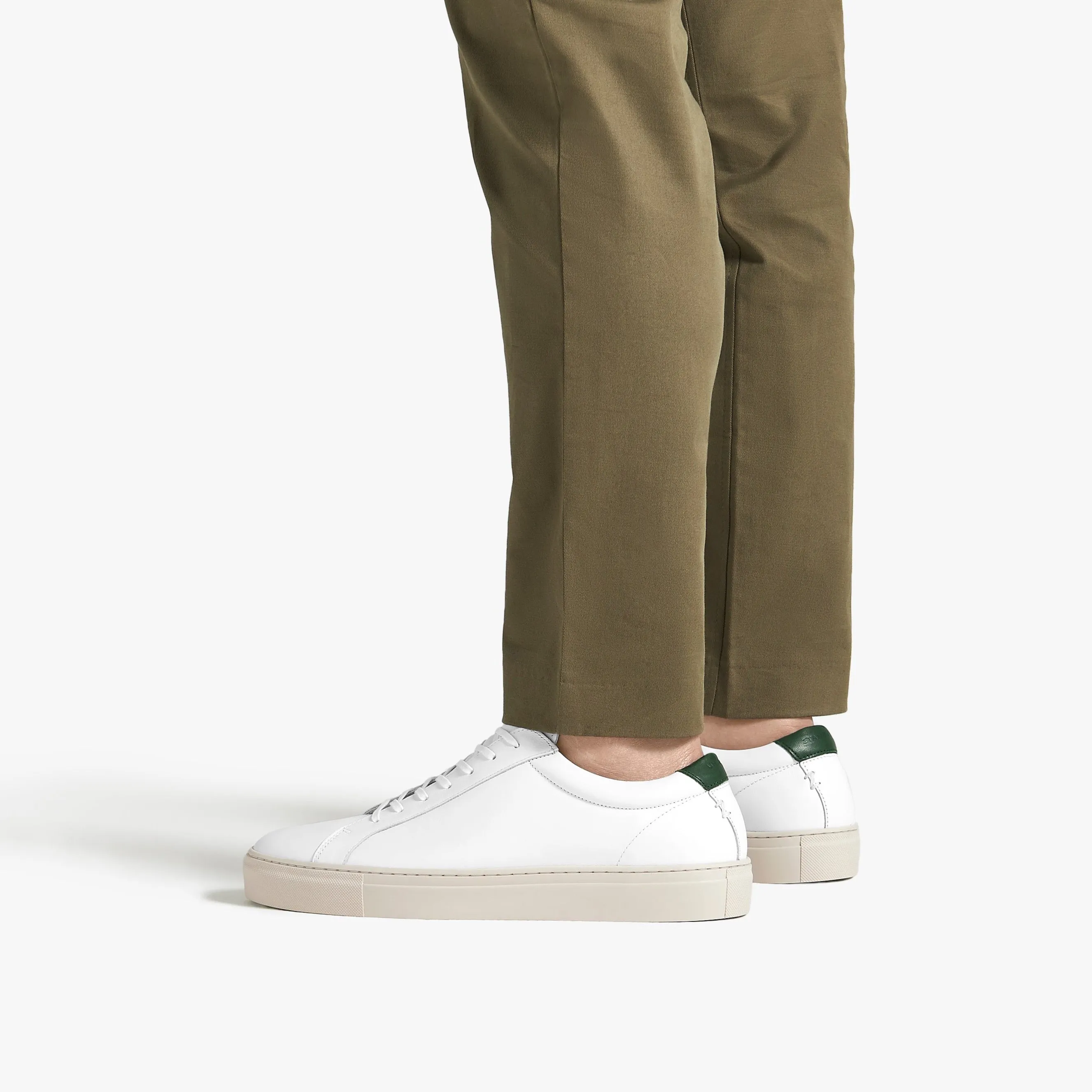 Series 1 White Vintage Green Leather Mens