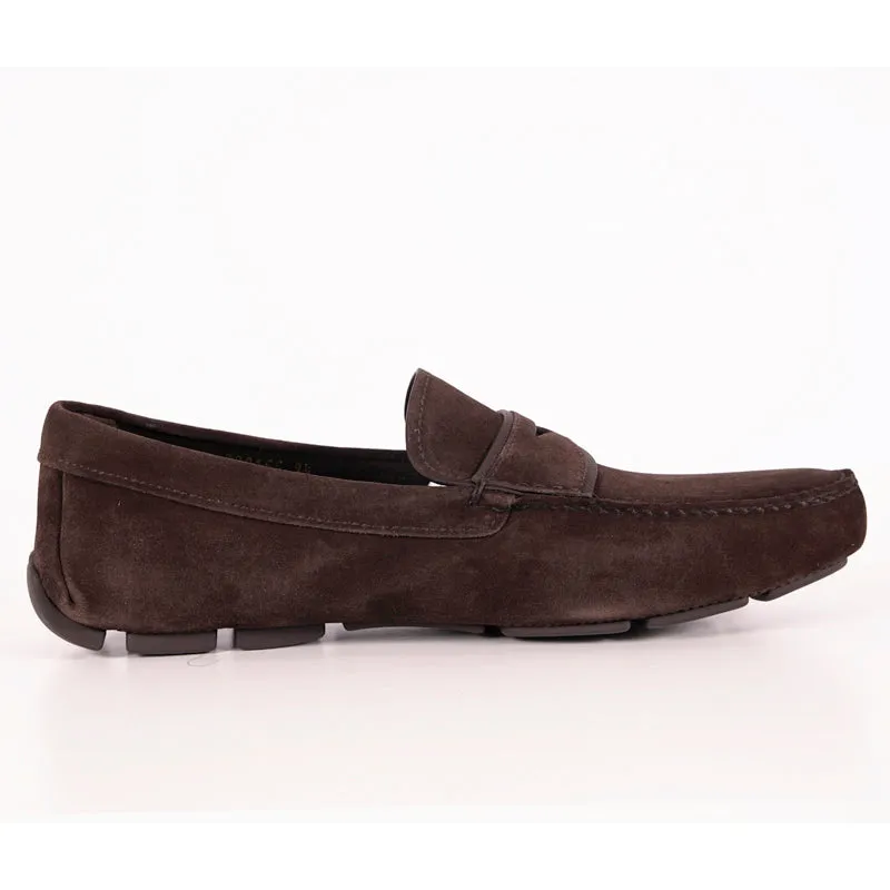 UK 7.5 US 8.5 NEW $670 PRADA Men's Brown Suede Moccasins Casual DRIVER LOAFERS