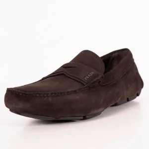 UK 7.5 US 8.5 NEW $670 PRADA Men's Brown Suede Moccasins Casual DRIVER LOAFERS