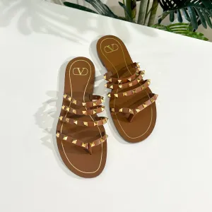 Valentino Brown Rockstud Sandals size 40.5