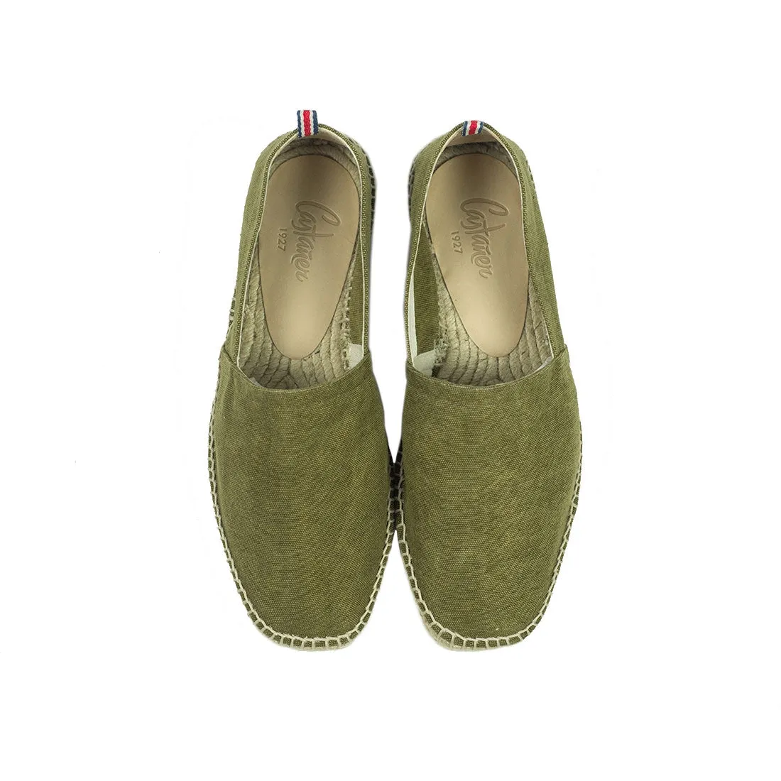 Washed army green espadrilles with natural sole