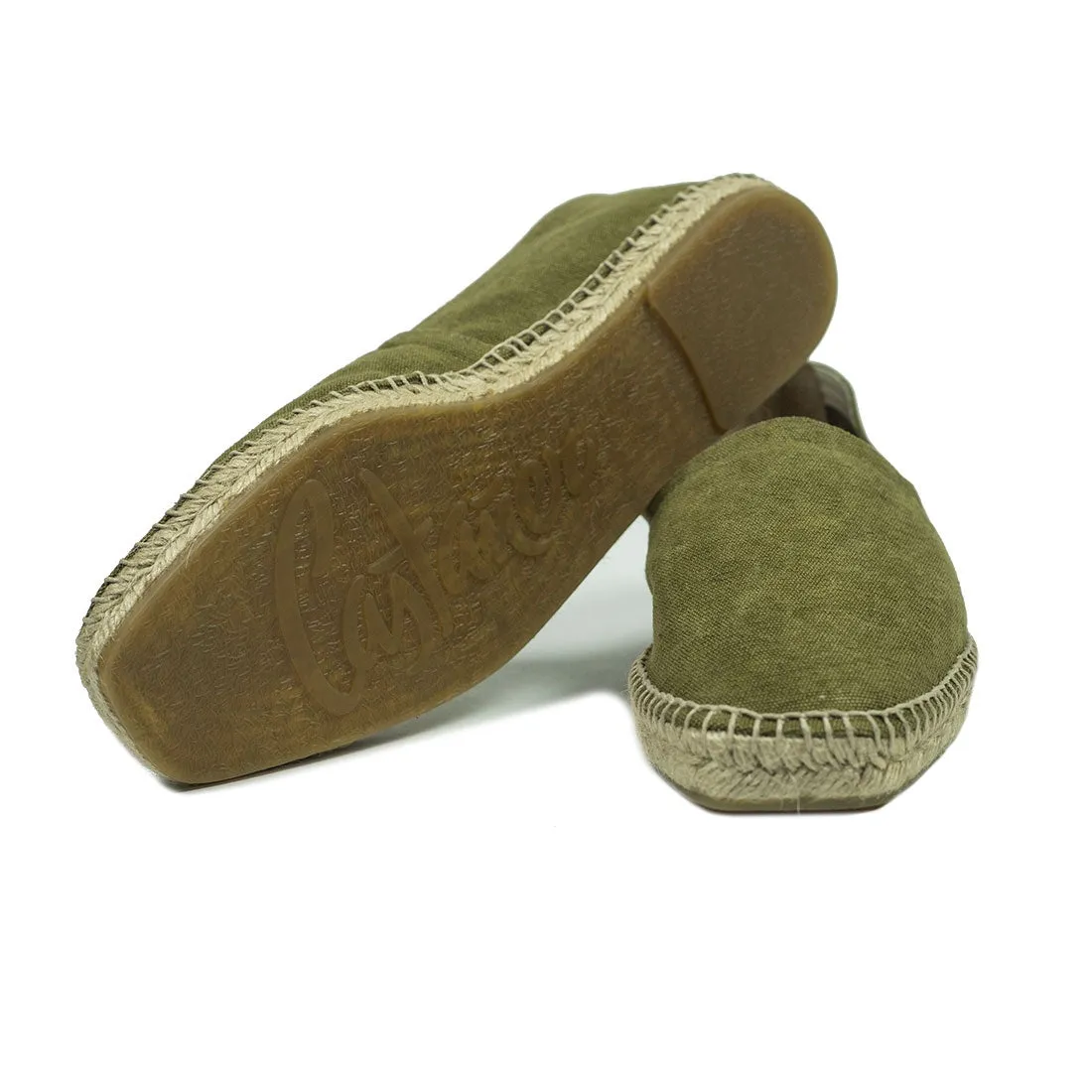 Washed army green espadrilles with natural sole