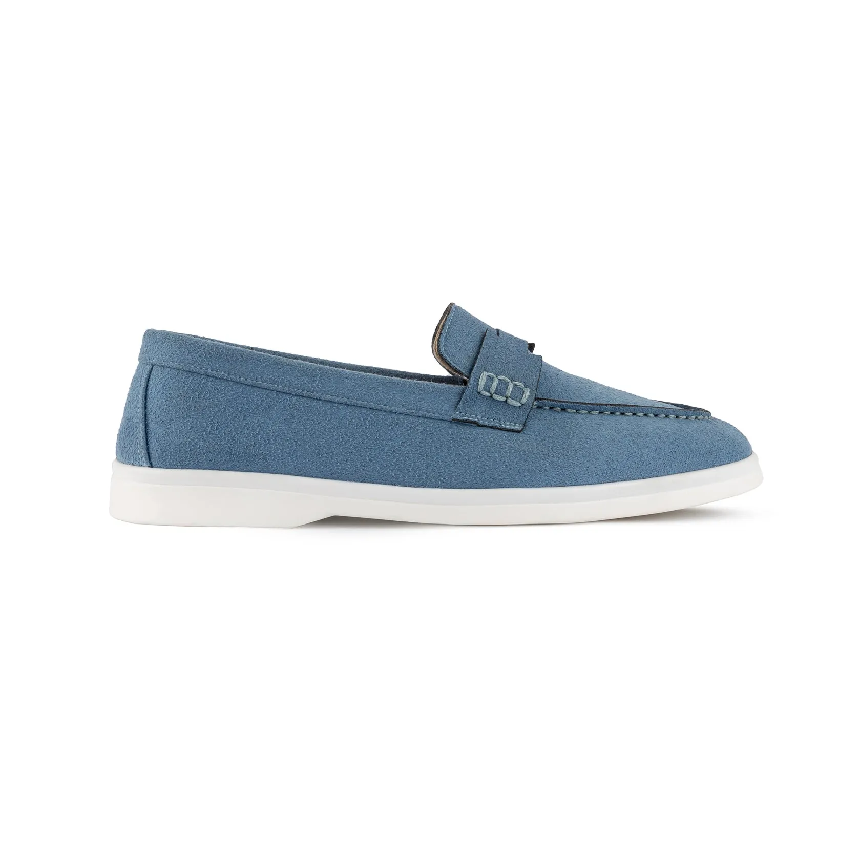 Women Suede Pointy Loafer - Baby Blue