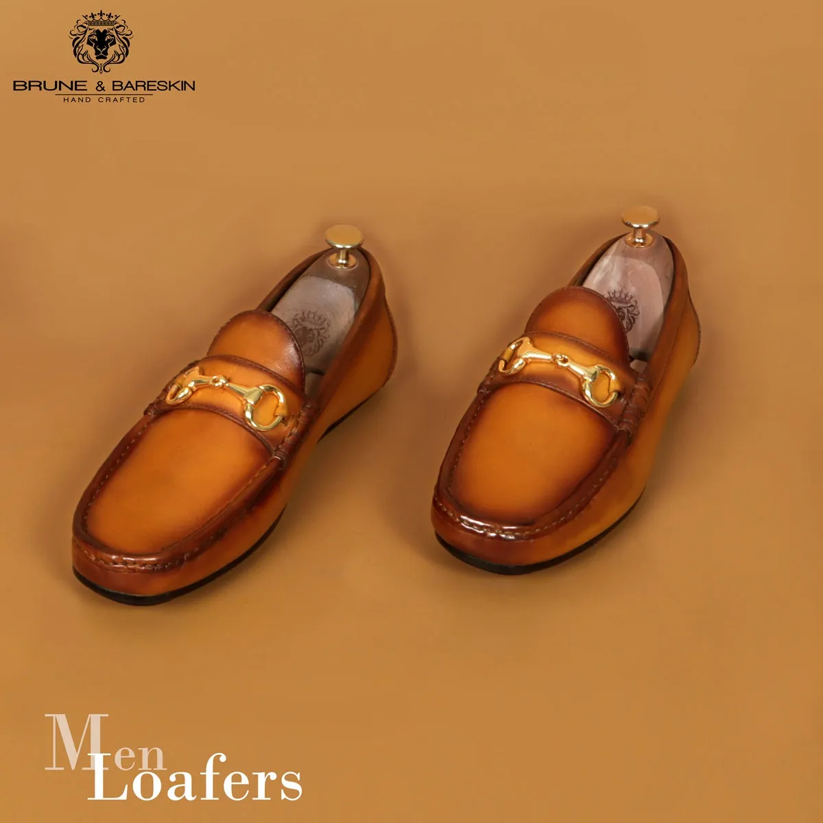 Yellowish Leather Driver Loafer With Horse-bit Buckle
